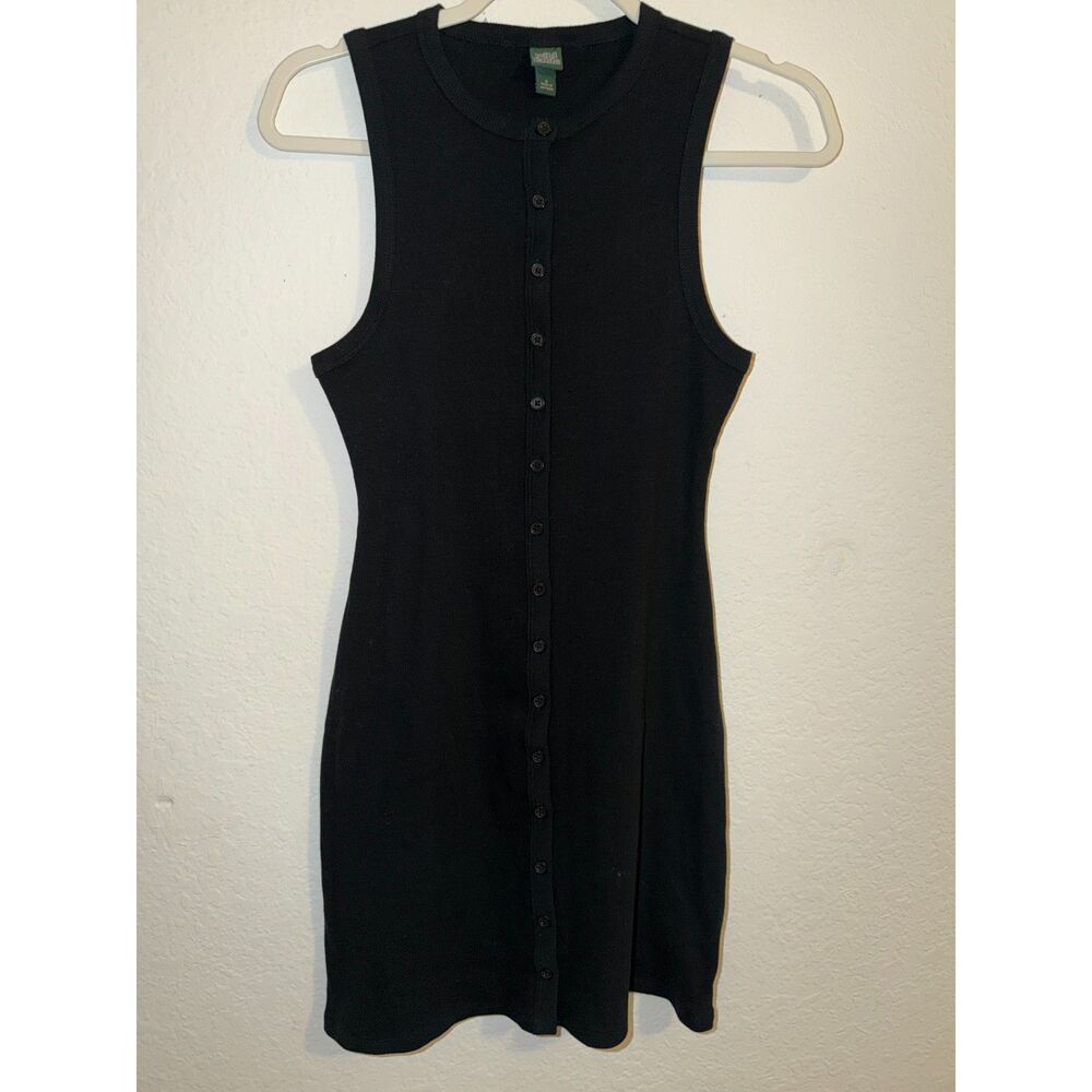 Wild Fable™ Black Sleeveless Ribbed Mini Skater Dress Button-Front Sz S/NWT